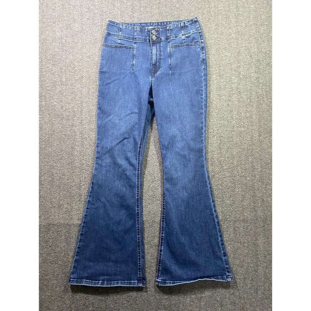 Maurices m jeans Wide Leg Jeans Womens Blue Women High Rise Button Fly Size 12